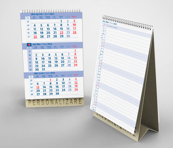 Caşendar triptic de birou